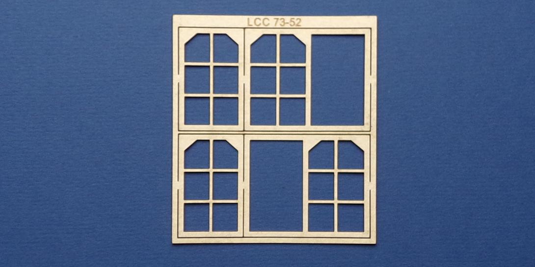 LCC 73-52 O gauge midland style signal box side widnows Set of windows for midland style signal box side windows